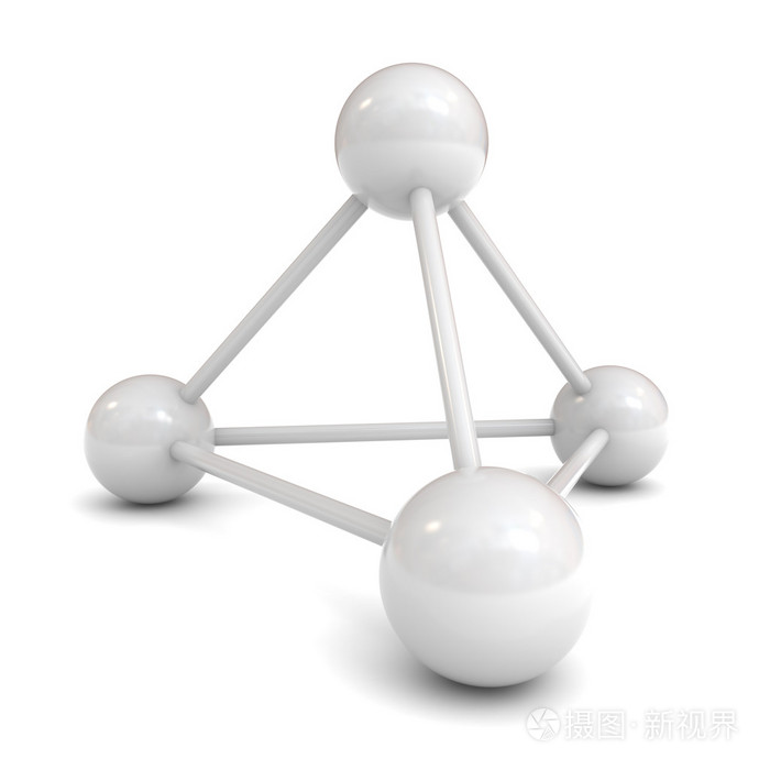 白色孤立的白色3d分子结构模型