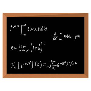 矢量图数学几何公式。在黑色的黑板上的数学