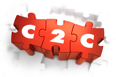 拼图字c2c-红色拼图上的白色字照片