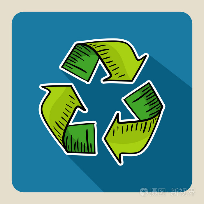 手绘制绿色循环符号插画-正版商用图片0bbjqe-摄图新视界