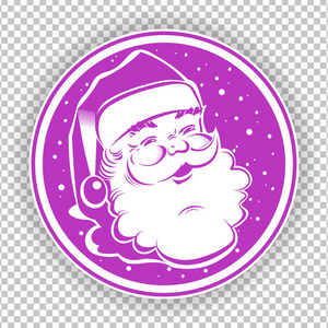 圣诞紫罗兰圆形标志, 邮票与圣诞老人的脸和雪花的剪影