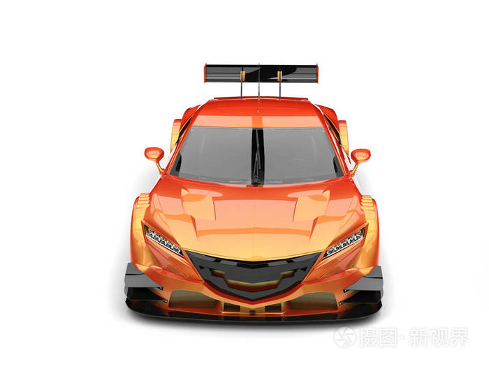 橙色珠光现代超级跑车前视图
