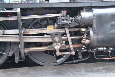 蒸汽火车发动机的车轮和驱动杆
