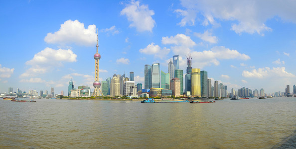 上海外滩地标地平线在城市景观