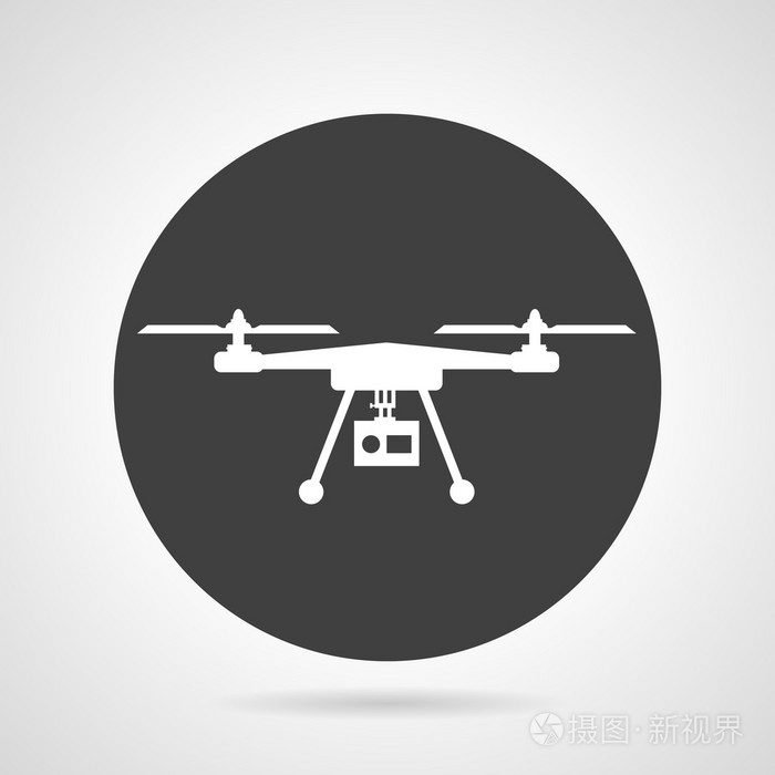无人机黑色圆矢量图标