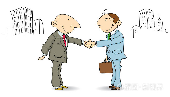 两个商人在街上握手.这笔交易是很好