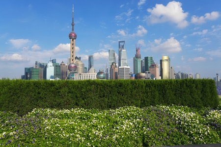 上海外滩地标地平线在城市建筑景观