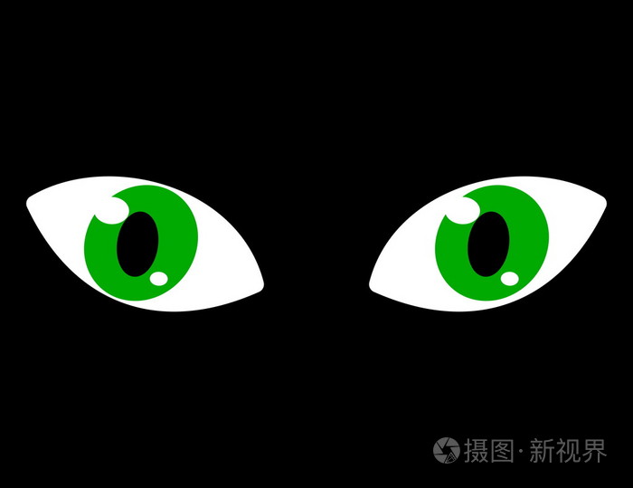 黑色背景上的绿色眼睛