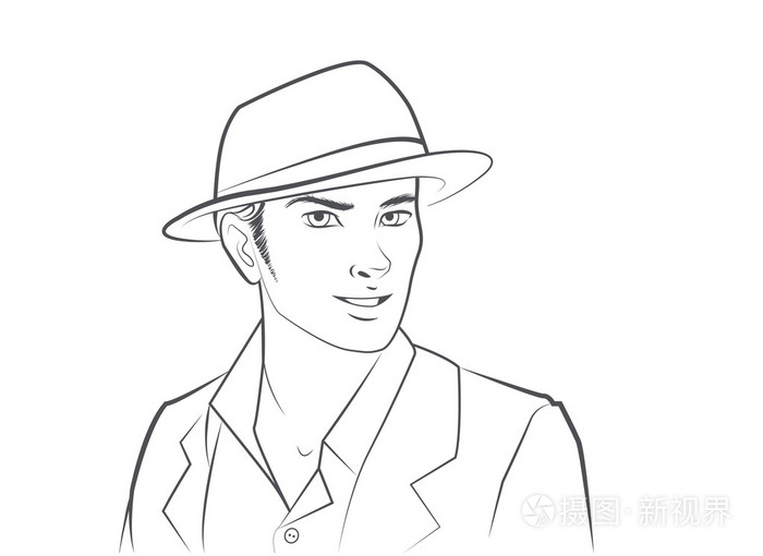 男子戴着帽子插画-正版商用图片0bc8mo-摄图新视界