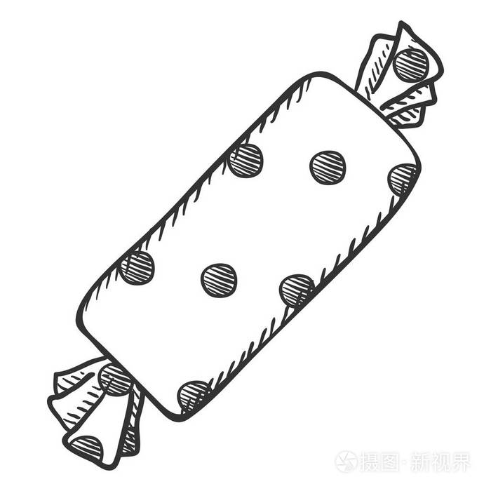 单素描糖果在点缀包裹