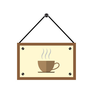 咖啡挂标志牌与咖啡杯子图