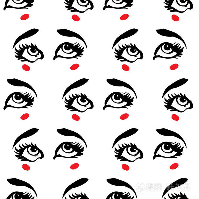 眉毛无缝图案, 矢量插画