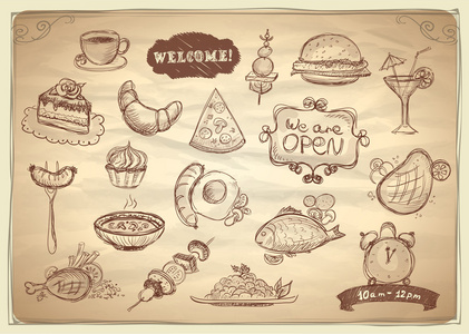 各式各样的食物和饮料的图形符号