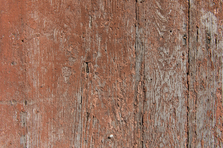 旧木板与裂纹的漆红
