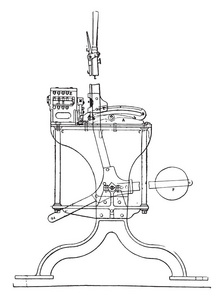 Saxby 和农夫切割闭锁装置, 复古雕刻插图。工业百科全书 E。拉米1875