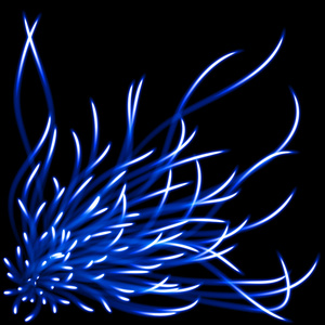 蓝色发光水母或花植物图片