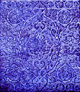 古代伊斯兰装饰装饰雕刻雕塑上五颜六色的墙壁