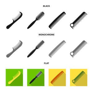 画笔和头发图标的矢量插图。网刷和梳子股票符号集