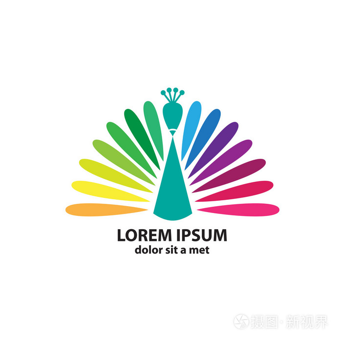 彩色的程式化的轮廓的孔雀