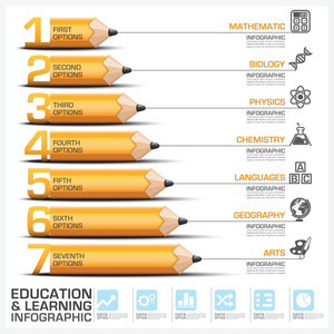 教育和学习步骤图与主题的铅笔 D