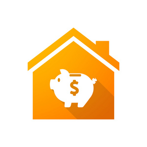 橙色的房子图标与一个存钱罐