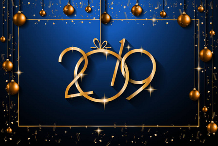2019新年快乐背景为您的季节性传单和问候卡或圣诞主题邀请
