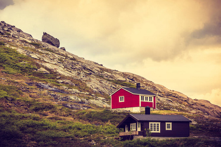 房子在 Trollstigen 中心旁边普遍的旅游胜地, 挪威欧洲