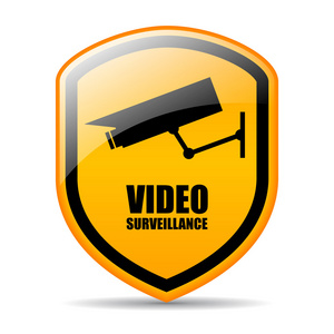 极简主义风格,平面设计监控摄像头 cctv 图标老式白色视频游戏标签集