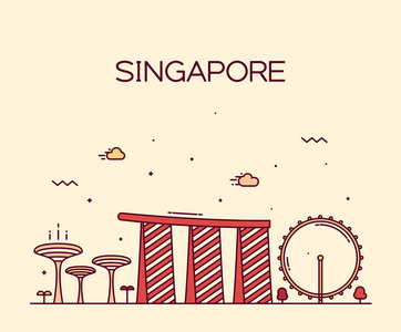 新加坡城市天际线剪影