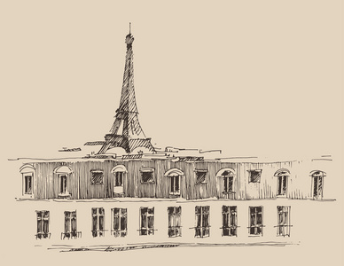 手绘巴黎埃菲尔铁塔