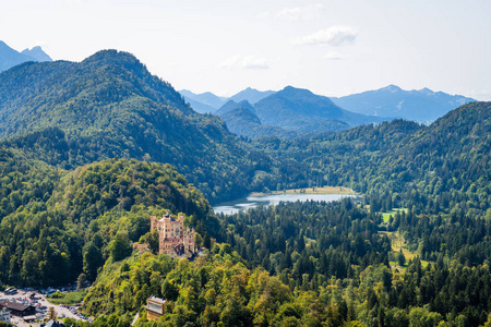 Hohenschwangau 和 Alpsee, 巴伐利亚在德国