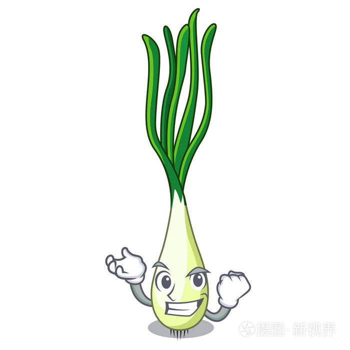 成功的动画片新鲜的葱在切削板