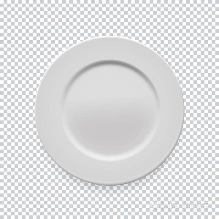 空白白色圆板在透明背景为您的设计矢量插图