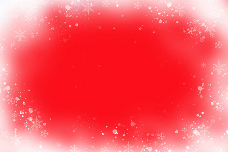 圣诞节框架与雪花在红色背景。节日装饰