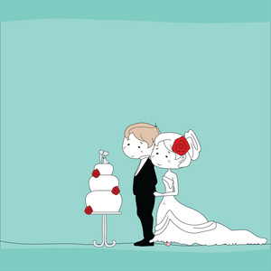 新婚夫妇的婚礼蛋糕背景