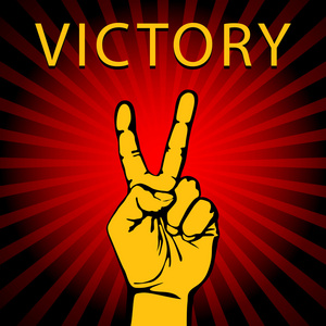 矢量图手用胜利的手势照片