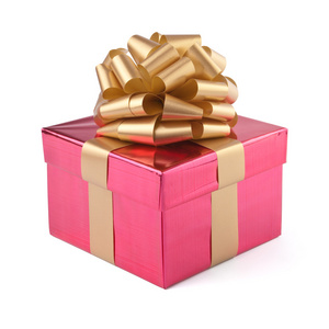 粉红色的礼盒。隔离