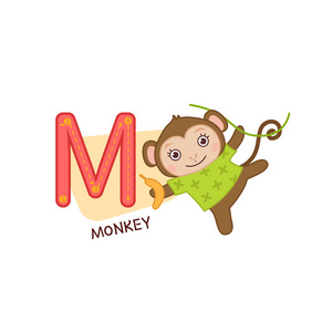 字母 m 可爱卡通猴子照片