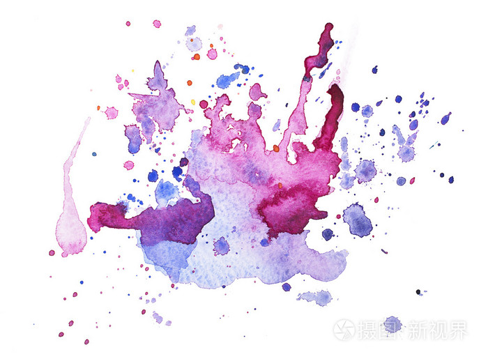 抽象的水彩画水彩画手绘在污渍上五颜六色的颜料飞溅