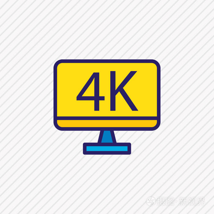 4k 分辨率图标彩色线的插图.美丽的电影元素也可以用作电视图标元素