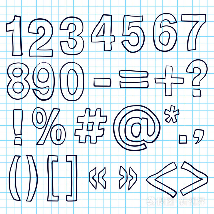 手绘的数字涂鸦素描