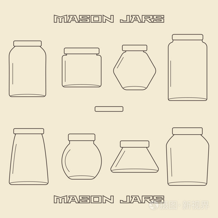 梅森罐子线性图标集插画-正版商用图片0bf3na-摄图新视界