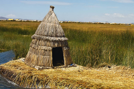 一小屋芦苇, 湖, 喀里, 秘鲁