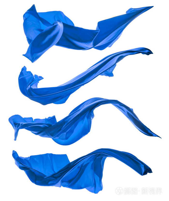 蓝色的绸缎在白色背景上的形状