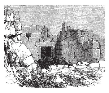 狮子的门, 位于迈锡尼, 城市的入口, 两个狮子雕刻在石头上面对每一个