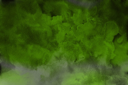 纸抽象背景上的绿色水彩画