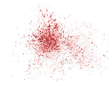 抽象的手在白色背景上绘制红色滴飞溅染色血液飞溅艺术厚喷漆