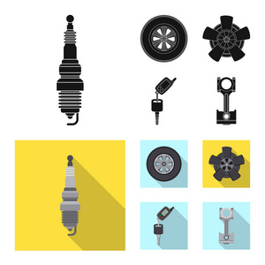 自动和部件图标的矢量插图。汽车和汽车股票矢量图的采集