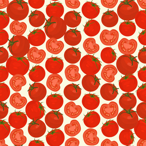 无缝的彩色背景由切片和整个番茄