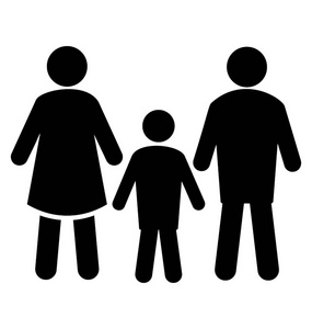 一个图标向量显示一个快乐的家庭牵手